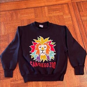 SAN DUEGO ZOO PULLOVER with Colorful Lion Design SMALL